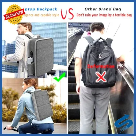 Slim Expandable Laptop Backpack Professional Minimal Travel Daypack Unisex